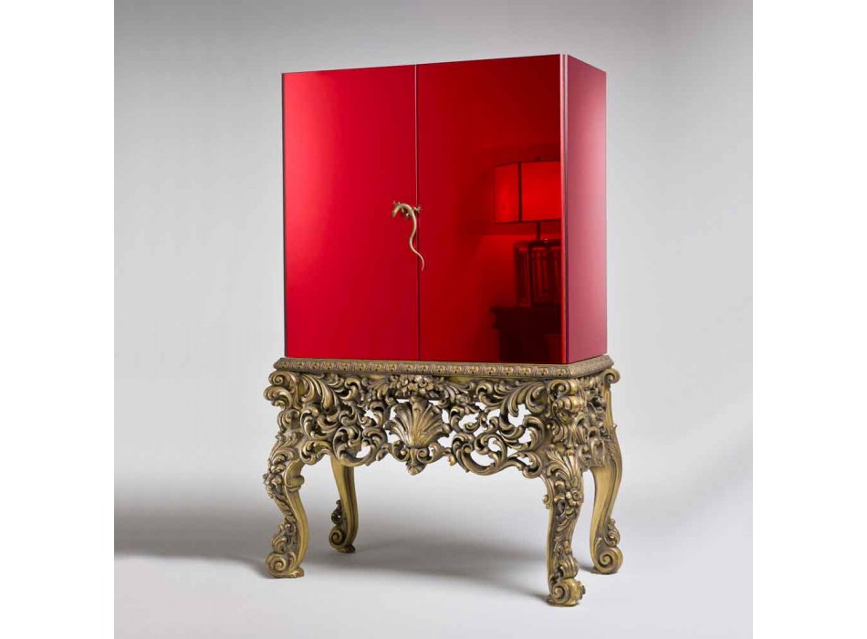 Furniture with carved wood base luxury design, made in Italy, Sam Viadurini