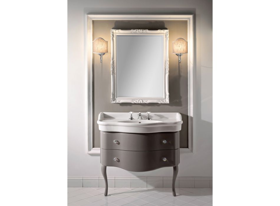 Glossy Lacquered Cabinet with Two Drawers and Washbasin Made in Italy - Candy Viadurini