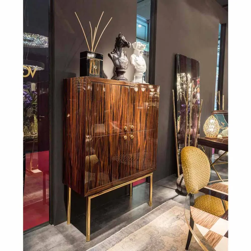 Modern storage unit with 4 doors in shiny ebony wood Ada Viadurini