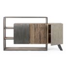 Mobile Sideboard 3 Doors in Mango Wood and Steel Homemotion - Signorino Viadurini