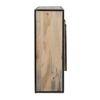 Mobile Sideboard 3 Doors in Mango Wood and Steel Homemotion - Signorino