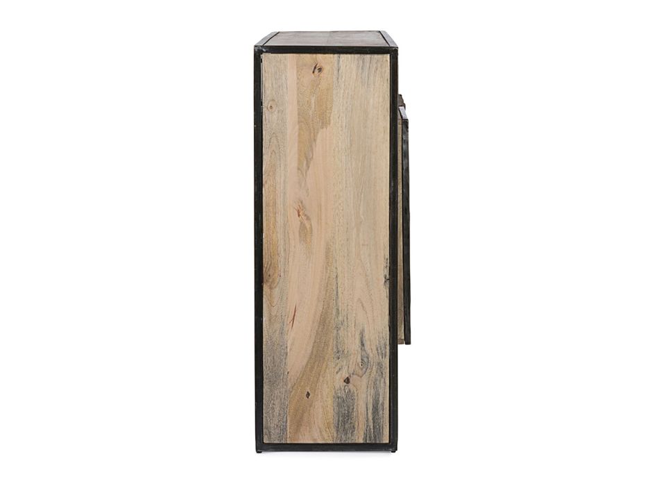 Mobile Sideboard 3 Doors in Mango Wood and Steel Homemotion - Signorino