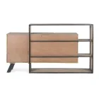 Mobile Sideboard 3 Doors in Mango Wood and Steel Homemotion - Signorino Viadurini