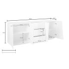 Mobile Sideboard 4 Doors 3 Drawers in Glossy White Wood or Slate - Joris Viadurini