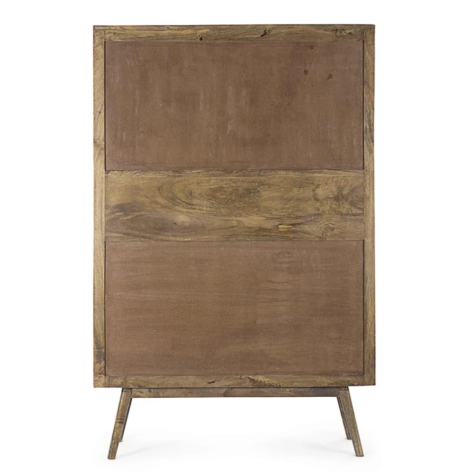 Mobile Sideboard 4 Doors and Shelf in Vintage Mango Wood - Desiderio Viadurini