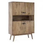 Mobile Sideboard 4 Doors and Shelf in Vintage Mango Wood - Desiderio Viadurini