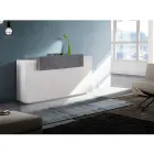 Mobile Sideboard 4 Doors White and Anthracite Wood, Cement or Maple - Therese Viadurini