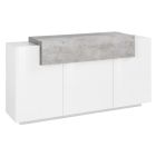 Mobile Sideboard 4 Doors White and Anthracite Wood, Cement or Maple - Therese Viadurini
