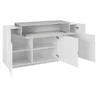 Mobile Sideboard 4 Doors White and Anthracite Wood, Cement or Maple - Therese Viadurini