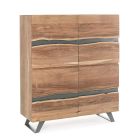 Mobile Sideboard 4 Doors Acacia Wood Naturalistic Homemotion - Maramero Viadurini