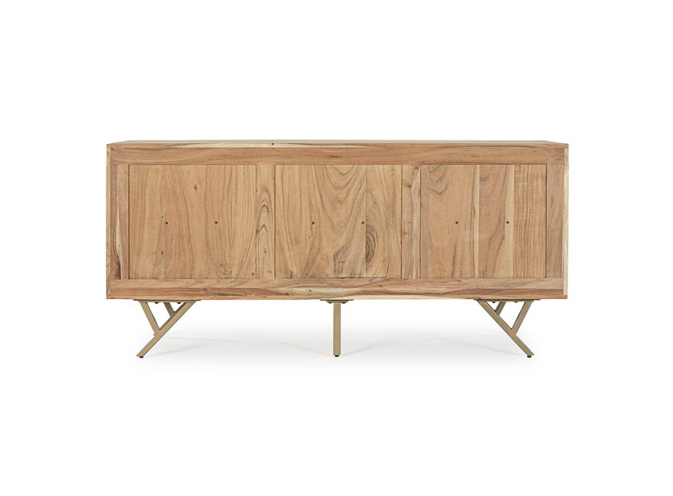 Mobile Sideboard in Acacia Wood 3 Doors Ethnic Design Homemotion - Carla Viadurini