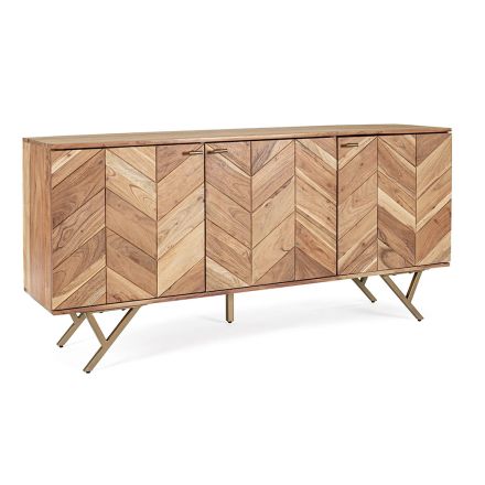 Mobile Sideboard in Acacia Wood 3 Doors Ethnic Design Homemotion - Carla Viadurini