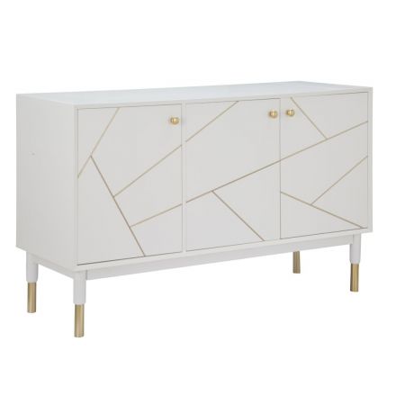 Mobile Sideboard in Mdf with Golden Details and Iron Feet - Nunzio Viadurini