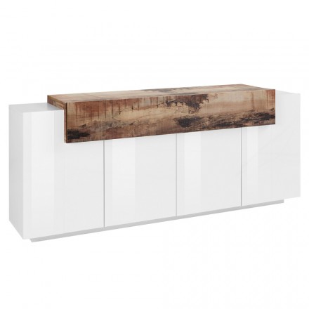 Living Room Sideboard 5 Doors White and Anthracite Wood or Maple - Therese Viadurini