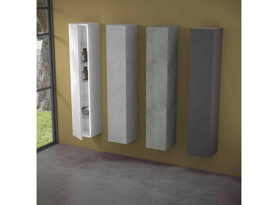 Column Bathroom Furniture 6 Shelves with Door in 4 Finishes - Antanta Viadurini
