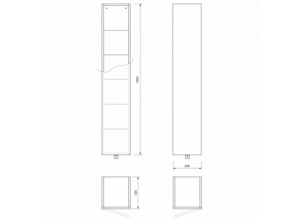 Column Bathroom Furniture 6 Shelves with Door in 4 Finishes - Antanta Viadurini