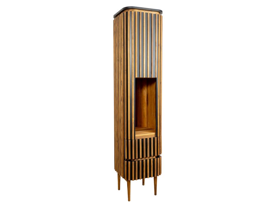 Column Bathroom Cabinet Made of Solid Teak and Mahogany - Plumeria Viadurini