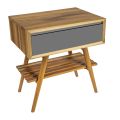 Free-standing Bathroom Cabinet in Natural Teak with Mahogany Drawer - Gatien