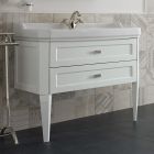 Bathroom Cabinet with Two Drawers and Ceramic Washbasin Made in Italy - Rome Viadurini