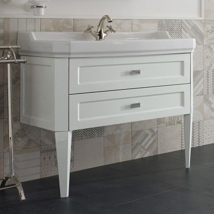 Bathroom Cabinet with Two Drawers and Ceramic Washbasin Made in Italy - Rome Viadurini