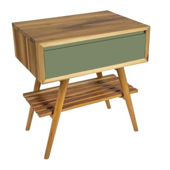 Bathroom Cabinet with Wood Finish and Green Colored Chest of Drawers - Gatien