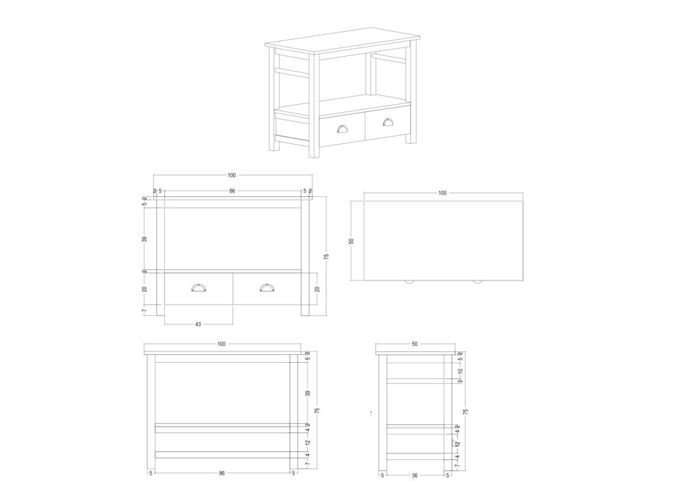 Freestanding Bathroom Cabinet Made of Teak with Two Drawers - Frangipani Viadurini