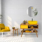 Modern Yellow Bathroom Cabinet with Large Shelf and Chest of Drawers - Benoit Viadurini