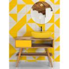 Modern Yellow Bathroom Cabinet with Large Shelf and Chest of Drawers - Benoit Viadurini