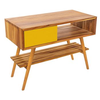 Modern Yellow Bathroom Cabinet with Large Shelf and Chest of Drawers - Benoit