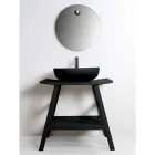 Modern Teak Bathroom Cabinet with Matt Black Color Top and Support - Crina Viadurini