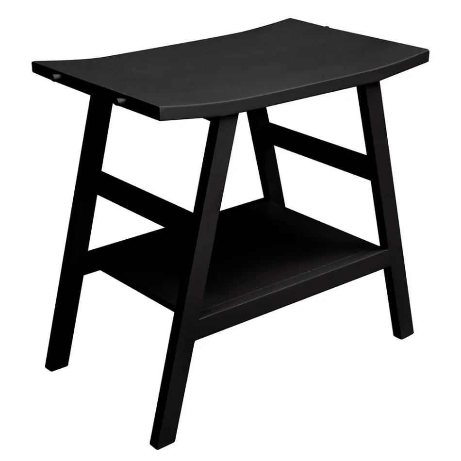 Modern Teak Bathroom Cabinet with Matt Black Color Top and Support - Crina Viadurini