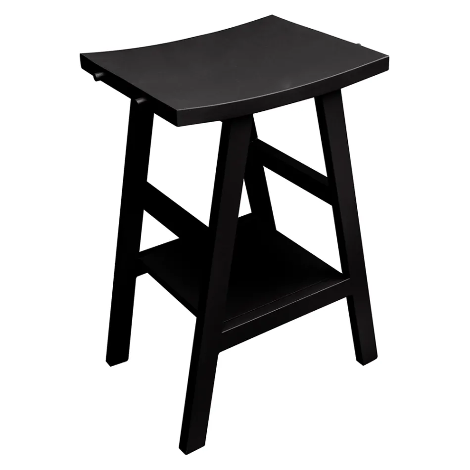 Modern Bathroom Cabinet in Teak with Black Semi-Curved Top - Raomi Viadurini