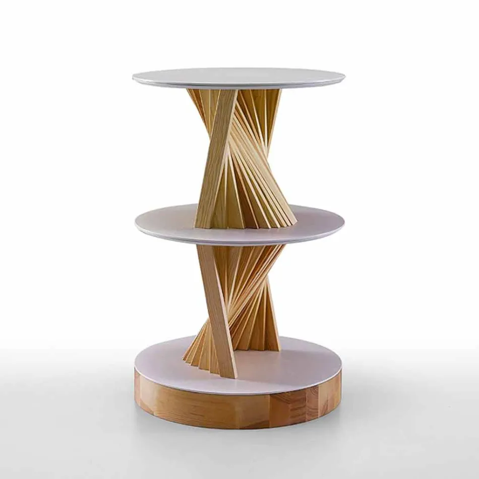 Design Furniture in Wood with Round Shelves in Gres Made in Italy - Aspide Viadurini