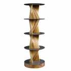 Design Furniture in Wood with Round Shelves in Gres Made in Italy - Aspide Viadurini