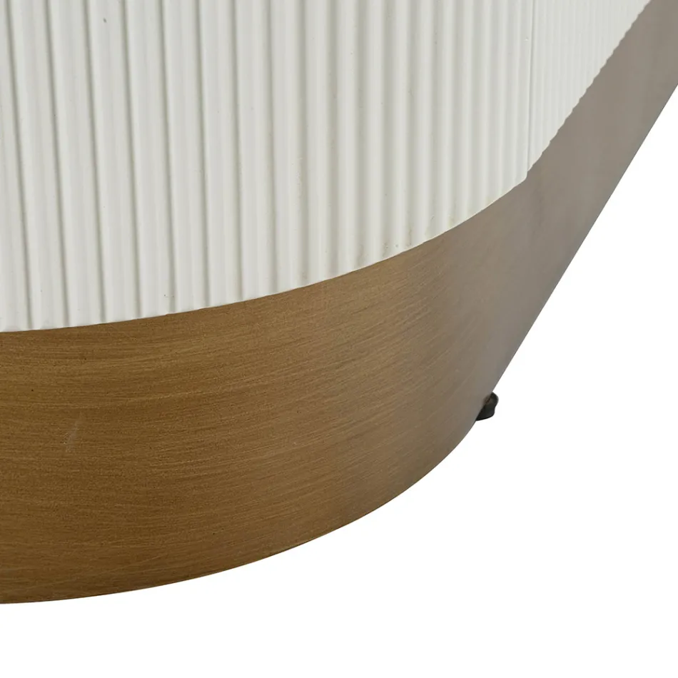 Wooden Cabinet with Top and Rounded Inserts with 2 Doors and 2 Shelves - Rachel Viadurini