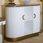 Wooden Cabinet with Top and Rounded Inserts with 2 Doors and 2 Shelves - Rachel Viadurini