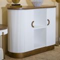Wooden Cabinet with Top and Rounded Inserts with 2 Doors and 2 Shelves - Rachel