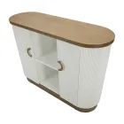 Wooden Cabinet with Top and Rounded Inserts with 2 Doors and 2 Shelves - Rachel Viadurini