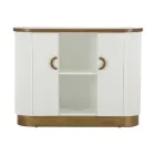 Wooden Cabinet with Top and Rounded Inserts with 2 Doors and 2 Shelves - Rachel Viadurini