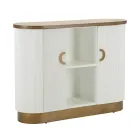 Wooden Cabinet with Top and Rounded Inserts with 2 Doors and 2 Shelves - Rachel Viadurini