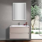 Dove Gray Bathroom Washbasin in Wood and Resin with Design Mirror - Alfonso Viadurini