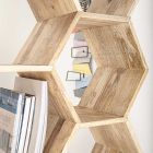 Living Room Bookcase in Mango Wood Honeycomb Design - Carida Viadurini