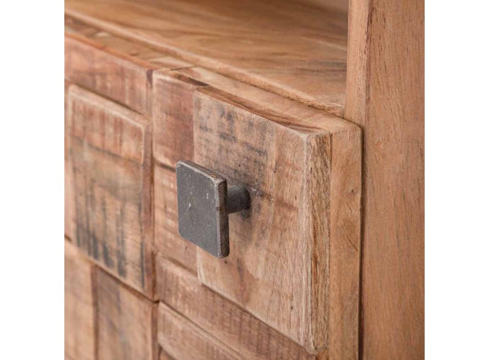 Design Bookcase in Iron and Acacia Wood - Desdemona Viadurini