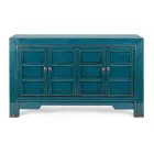 Mobile Sideboard 4 Doors in Blue Elm Wood Vintage Design Homemotion - Konan Viadurini