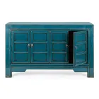 Mobile Sideboard 4 Doors in Blue Elm Wood Vintage Design Homemotion - Konan Viadurini