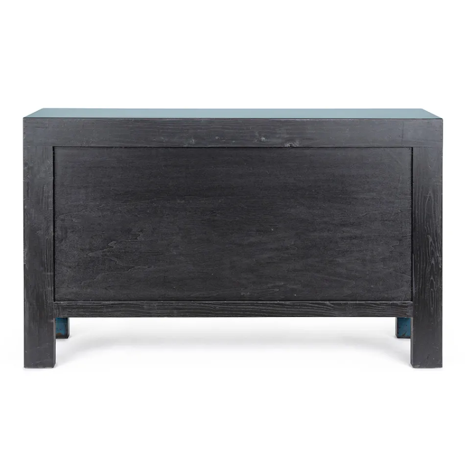 Mobile Sideboard 4 Doors in Blue Elm Wood Vintage Design Homemotion - Konan Viadurini