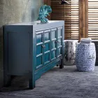 Mobile Sideboard 4 Doors in Blue Elm Wood Vintage Design Homemotion - Konan Viadurini