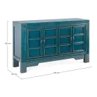 Mobile Sideboard 4 Doors in Blue Elm Wood Vintage Design Homemotion - Konan Viadurini