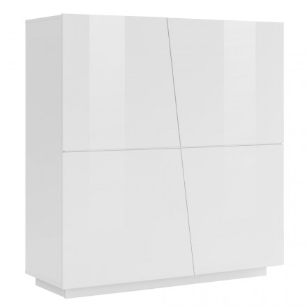 High Sideboard with 4 Doors in White or Slate Melamine Wood - Joris Viadurini