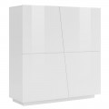 High Sideboard with 4 Doors in White or Slate Melamine Wood - Joris